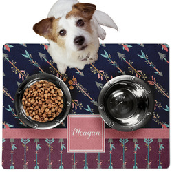 Tribal Arrows Dog Food Mat - Medium w/ Name or Text