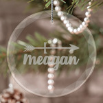 Tribal Arrows Engraved Glass Ornament (Personalized)