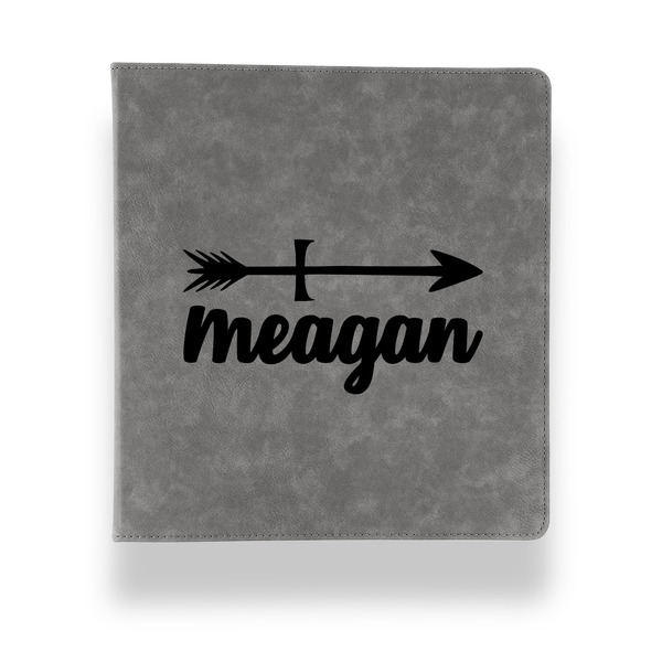 Custom Tribal Arrows Leather Binder - 1" - Grey (Personalized)