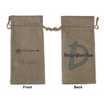 Tribal Arrows Large Burlap Gift Bag - Front & Back (Personalized)