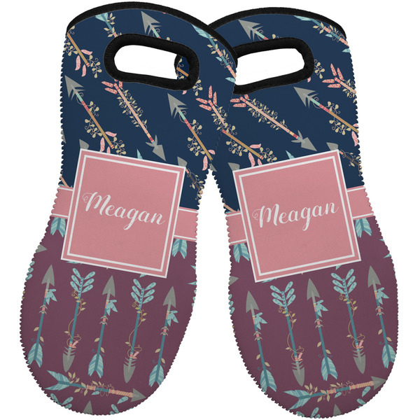 Custom Tribal Arrows Neoprene Oven Mitts - Set of 2 w/ Name or Text