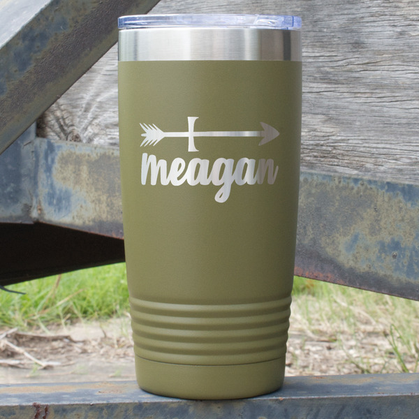 Custom Tribal Arrows 20 oz Stainless Steel Tumbler - Olive - Double Sided (Personalized)