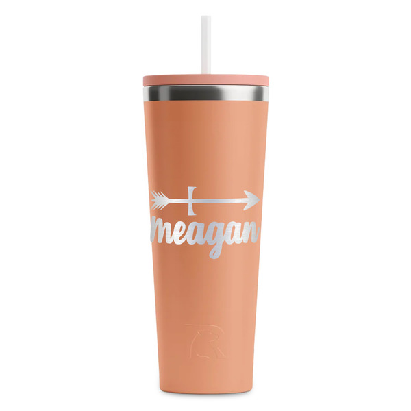 Custom Tribal Arrows RTIC Everyday Tumbler with Straw - 28oz - Peach - Single-Sided (Personalized)