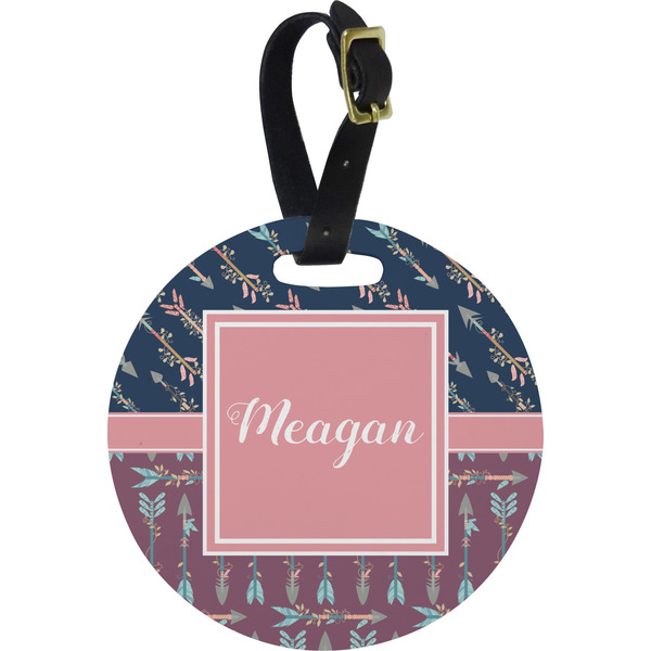 Custom Tribal Arrows Plastic Luggage Tag - Round (Personalized)