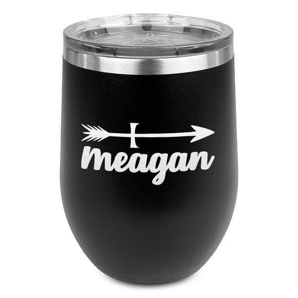 Custom Tribal Arrows Stemless Stainless Steel Wine Tumbler - Black - Double Sided (Personalized)