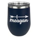 Tribal Arrows Stemless Stainless Steel Wine Tumbler - Navy - Double Sided (Personalized)