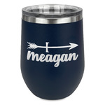 Tribal Arrows Stemless Stainless Steel Wine Tumbler - Navy - Single Sided (Personalized)