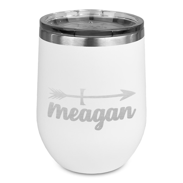 Custom Tribal Arrows Stemless Stainless Steel Wine Tumbler - White - Single Sided (Personalized)