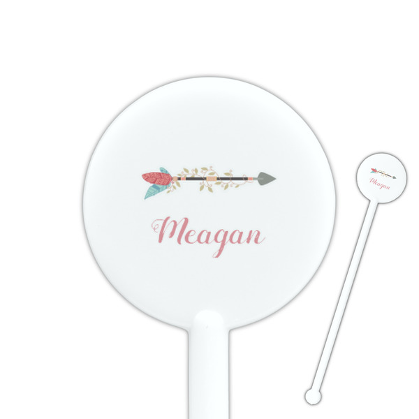 Custom Tribal Arrows 5.5" Round Plastic Stir Sticks - White - Double Sided (Personalized)