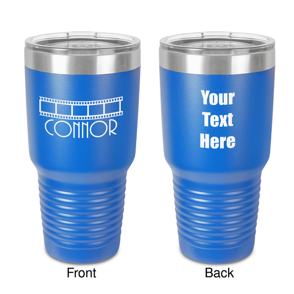 Custom Movie Theater 30 oz Stainless Steel Tumbler - Royal Blue - Double-Sided (Personalized)