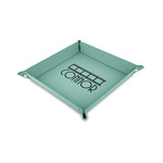 Movie Theater Faux Leather Dice Tray - 6" x 6" - Teal (Personalized)