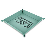 Movie Theater Faux Leather Dice Tray - 9" x 9"  - Teal (Personalized)