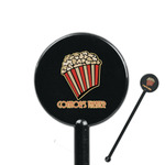 Movie Theater 5.5" Round Plastic Stir Sticks - Black - Double Sided (Personalized)