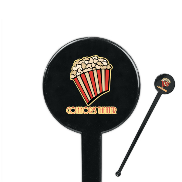 Custom Movie Theater 7" Round Plastic Stir Sticks - Black - Double Sided (Personalized)