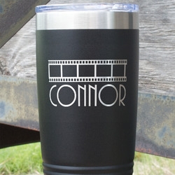 Movie Theater 20 oz Stainless Steel Tumbler - Black - Double Sided (Personalized)