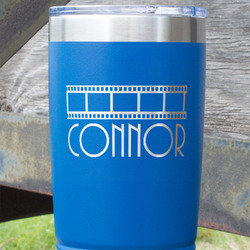Movie Theater 20 oz Stainless Steel Tumbler - Royal Blue - Double Sided (Personalized)