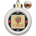 Movie Theater Ceramic Ball Ornaments - Poinsettia Garland (Personalized)