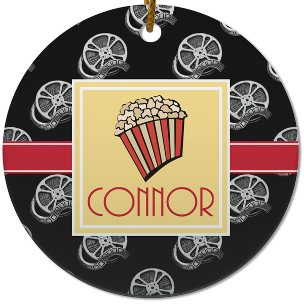 Custom Movie Theater Round Ceramic Ornament w/ Name or Text