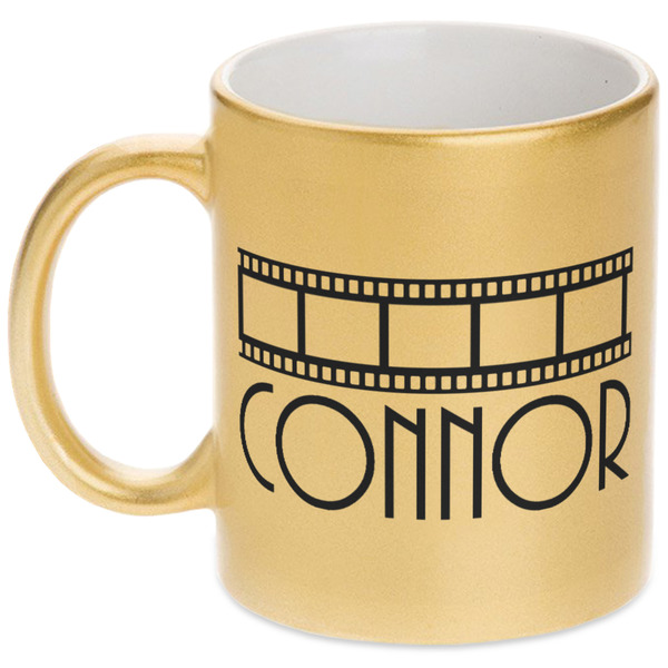 Custom Movie Theater Metallic Gold Mug (Personalized)