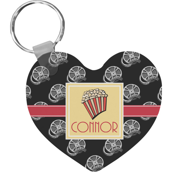 Custom Movie Theater Heart Plastic Keychain w/ Name or Text