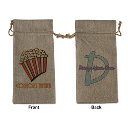 Movie Theater Large Burlap Gift Bag - Front & Back (Personalized)