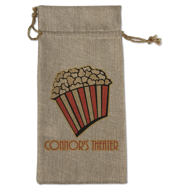 Custom Movie Theater Large Burlap Gift Bag - Front (Personalized)