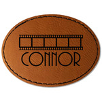 Movie Theater Faux Leather Iron On Patch - Oval (Personalized)