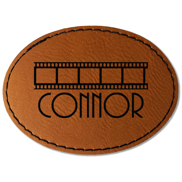 Custom Movie Theater Faux Leather Iron On Patch - Oval (Personalized)