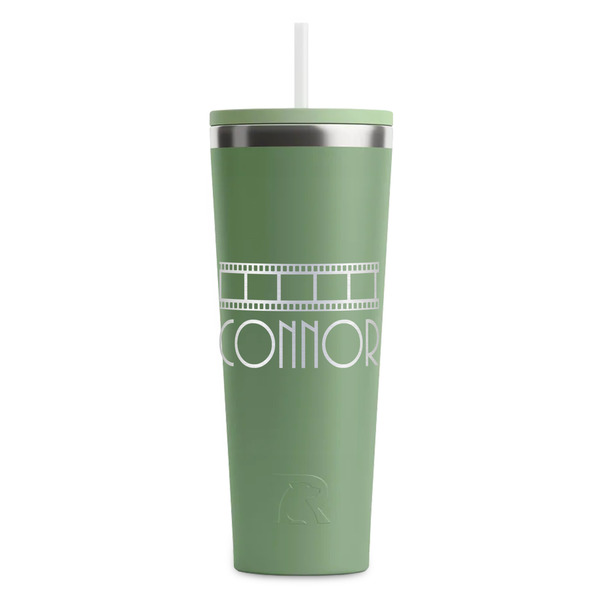 Custom Movie Theater RTIC Everyday Tumbler with Straw - 28oz - Light Green - Single-Sided (Personalized)