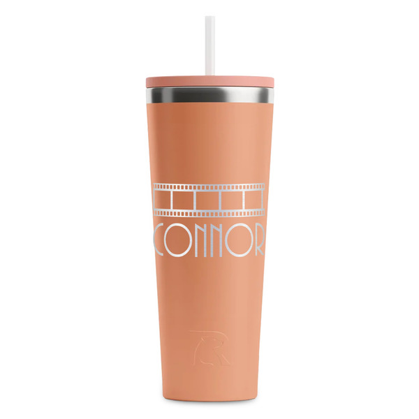 Custom Movie Theater RTIC Everyday Tumbler with Straw - 28oz - Peach - Single-Sided (Personalized)