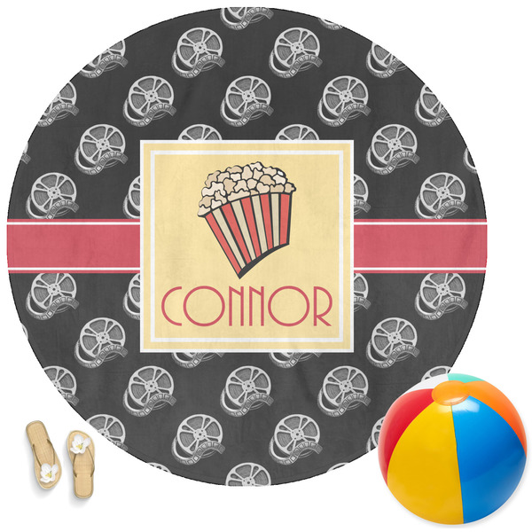 Custom Movie Theater Round Beach Towel (Personalized)