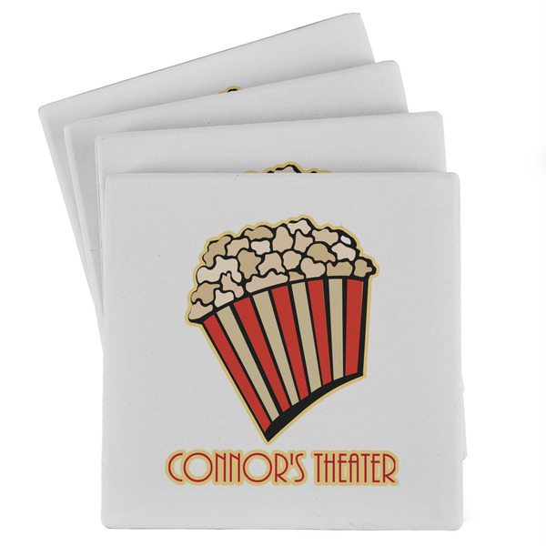 Custom Movie Theater Absorbent Stone Coasters - Set of 4 (Personalized)