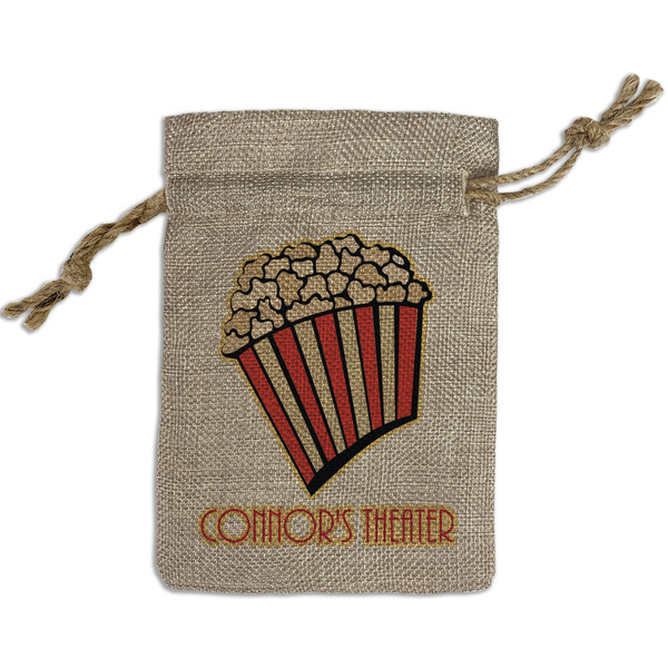 Custom Movie Theater Small Burlap Gift Bag - Front (Personalized)