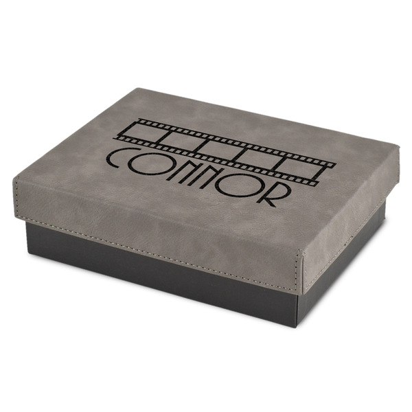 Custom Movie Theater Small Gift Box w/ Engraved Leather Lid (Personalized)