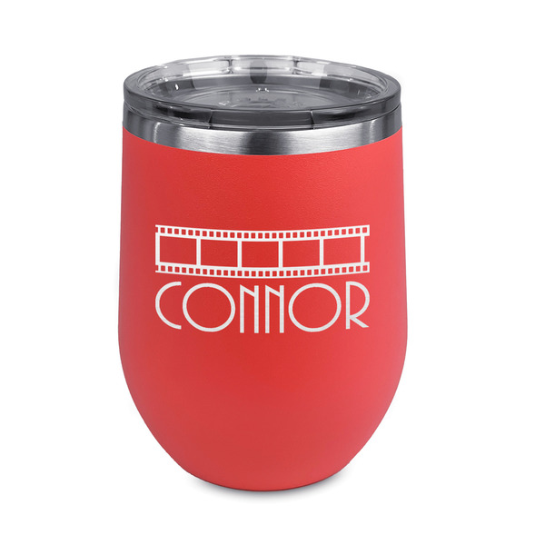 Custom Movie Theater Stemless Stainless Steel Wine Tumbler - Coral - Double Sided (Personalized)