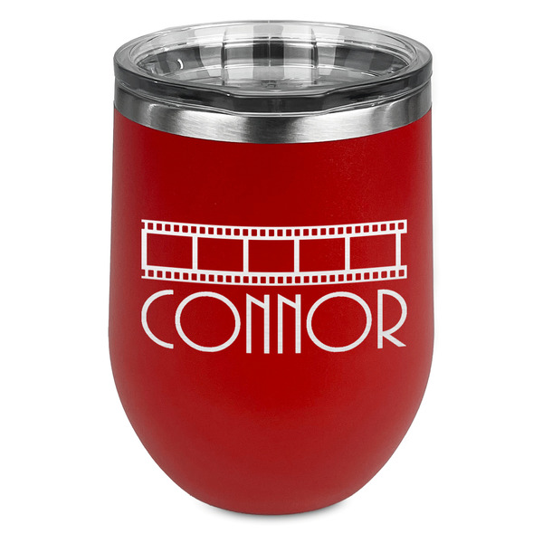 Custom Movie Theater Stemless Stainless Steel Wine Tumbler - Red - Double Sided (Personalized)