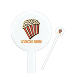 Movie Theater 7" Round Plastic Stir Sticks - White - Double Sided (Personalized)