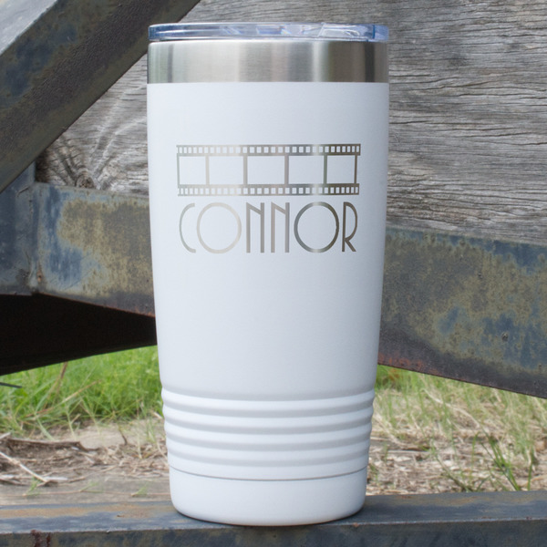 Custom Movie Theater 20 oz Stainless Steel Tumbler - White - Double Sided (Personalized)