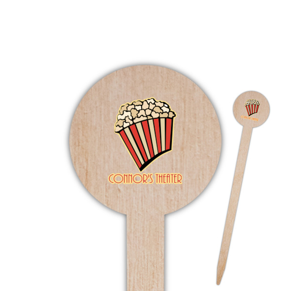 Custom Movie Theater 6" Round Wooden Food Picks - Double Sided (Personalized)