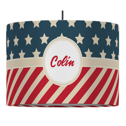 Stars and Stripes 16" Drum Pendant Lamp - Fabric (Personalized)