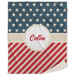 Stars and Stripes Sherpa Throw Blanket - 50"x60" (Personalized)