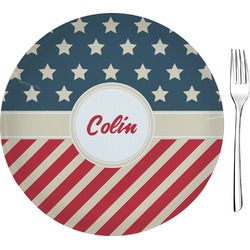 Stars and Stripes 8" Glass Appetizer / Dessert Plates - Single or Set (Personalized)