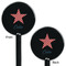 Stars and Stripes Black Plastic 5.5" Stir Stick - Double Sided - Round - Front & Back