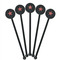 Stars and Stripes Black Plastic 5.5" Stir Stick - Round - Fan View