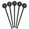 Stars and Stripes Black Plastic 7" Stir Stick - Round - Fan View