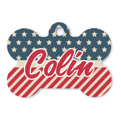 Stars and Stripes Bone Shaped Dog ID Tag - Large (Personalized)