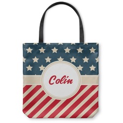 Stars and Stripes Canvas Tote Bag - Small - 13"x13" (Personalized)