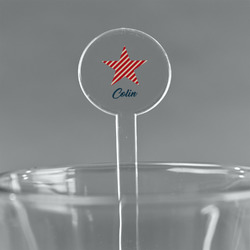 Stars and Stripes 7" Round Plastic Stir Sticks - Clear (Personalized)