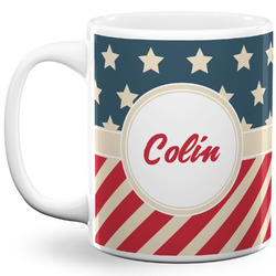 Stars and Stripes 11 Oz Coffee Mug - White (Personalized)