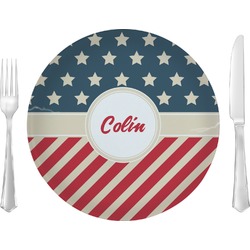 Stars and Stripes Glass Lunch / Dinner Plate 10" (Personalized)